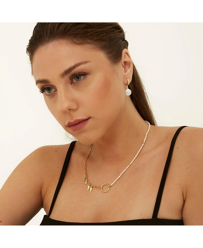 Spero London Treated Freshwater Cultured Baroque Pearl Hoop Earrings