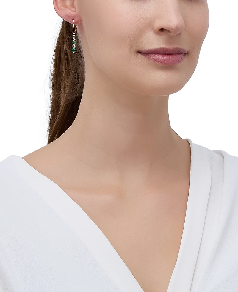 Created Emerald (3/4 ct. t.w.) & Created White Sapphire (5/8 ct. t.w.) Drop Earrings in 14k Yellow Gold Over Sterling Silver