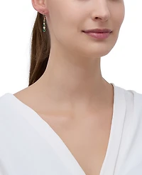 Created Emerald (3/4 ct. t.w.) & Created White Sapphire (5/8 ct. t.w.) Drop Earrings in 14k Yellow Gold Over Sterling Silver