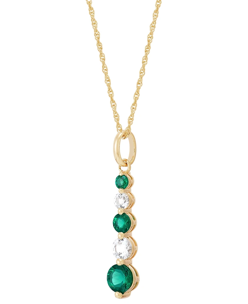 Lab-Created Emerald (5/8 ct. t.w.) & Lab-Created White Sapphire (1/2 ct. t.w.) Pendant Necklace in 14k Yellow Gold over Sterling Silver, 16" + 2" exte
