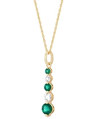 Lab-Created Emerald (5/8 ct. t.w.) & Lab-Created White Sapphire (1/2 ct. t.w.) Pendant Necklace in 14k Yellow Gold over Sterling Silver, 16" + 2" exte