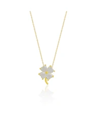 Spero London Four Leaf Clover Sterling Silver Necklace - White