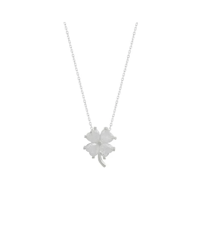 Spero London Four Leaf Clover Sterling Silver Necklace - White