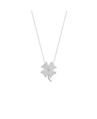 Spero London Four Leaf Clover Sterling Silver Necklace - White
