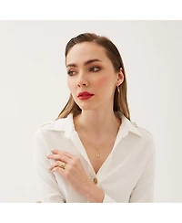 Spero London Sterling Silver Jewelled Safety Pin Necklace With Beaded Chain