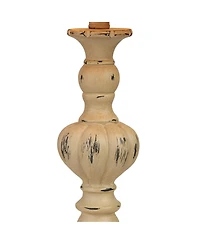 John Timberland Trinidad Country Cottage Table Lamps 26 1/2" High Set of 2 Antique White Candlestick Rattan Tapered Drum Shade for Bedroom Living