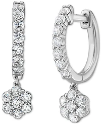 Diamond Dangling Flower Earrings (1 ct. t.w.) in 10k White Gold