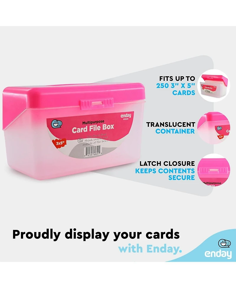 Enday Index Card Holder Red, 3x5 Note Flash Card Organizer Case, Index Card File w/flip top, Notecard Recipe, Holder, Holds 250 Cards (1 Pc)