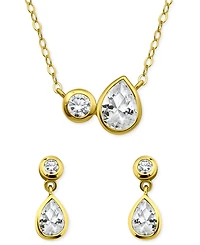 Giani Bernini 2-Pc. Set Cubic Zirconia Pear & Round Pendant Necklace & Drop Earrings in Sterling Silver, Exclusively at Macy's