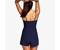 Calypsa Women's Ivy Short Swim Romper With Built-In Bra and Hidden Shorts