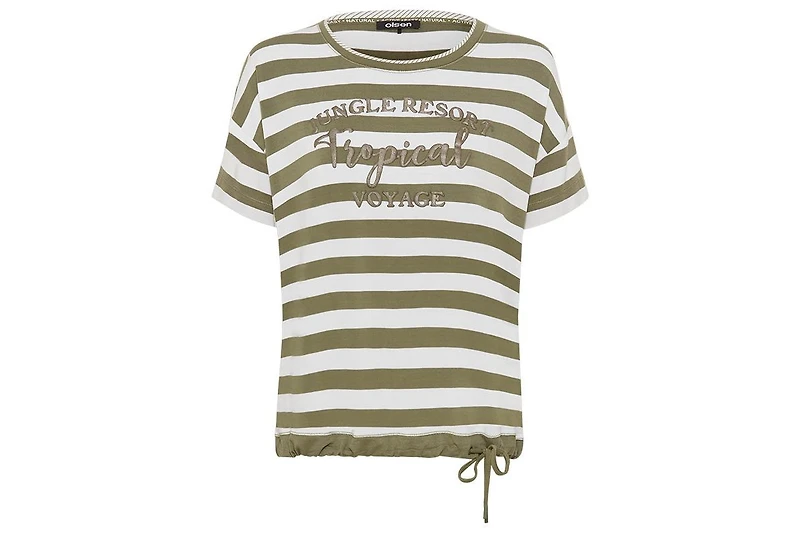 Olsen Women's Striped Tee with Puff Print Detail