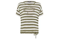 Olsen Women's Striped Tee with Puff Print Detail