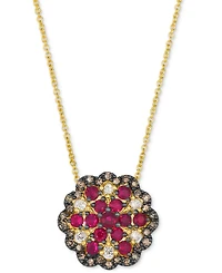 Le Vian Passion Ruby (1/2 ct. t.w.) & Diamond (1/2 ct. t.w.) Flower Cluster Adjustable 20" Pendant Necklace in 14k Gold