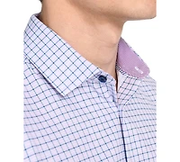 Men's Slim Fit Square Plaid 4-Way Stretch Performance Dress Shirt