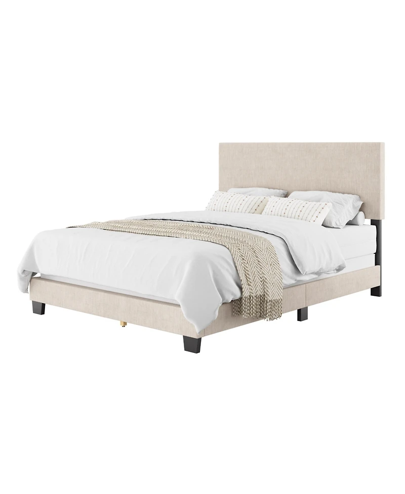 CorLiving Celeste Modern Low-Profile Upholstered Bed Frame with Padded Headboard in Full, King, Queen, and Twin