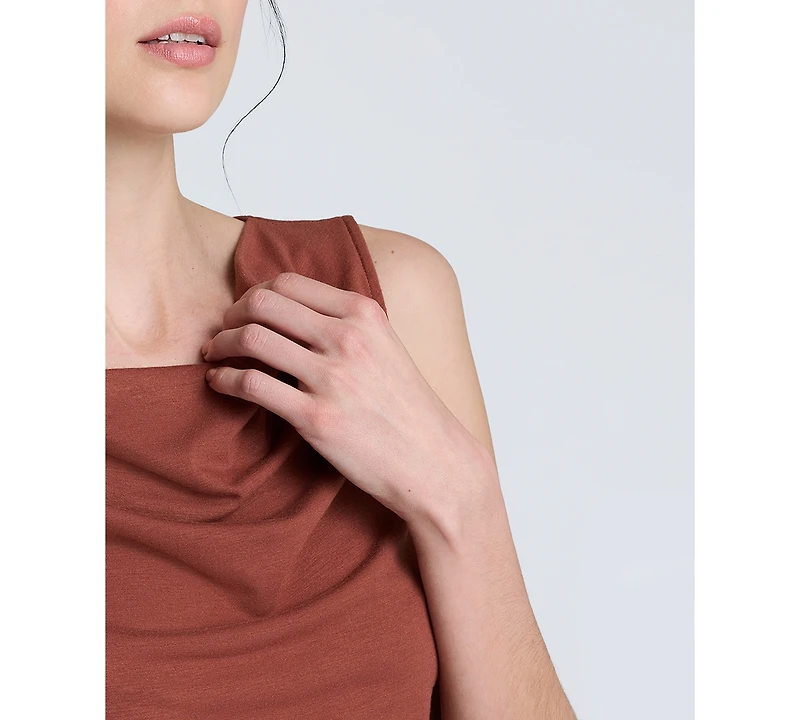 Kenneth Cole Women's Cowlneck Ruched Cropped Tank Top
