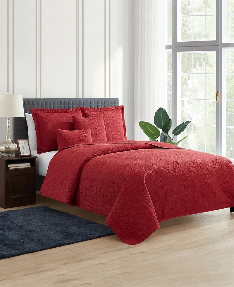 Nestl Grid Embossed 5-Pc. Quilt Set, Full/Queen