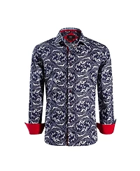 Elie Balleh Big Boys Navy Paisley Pattern Slim Fit Shirt