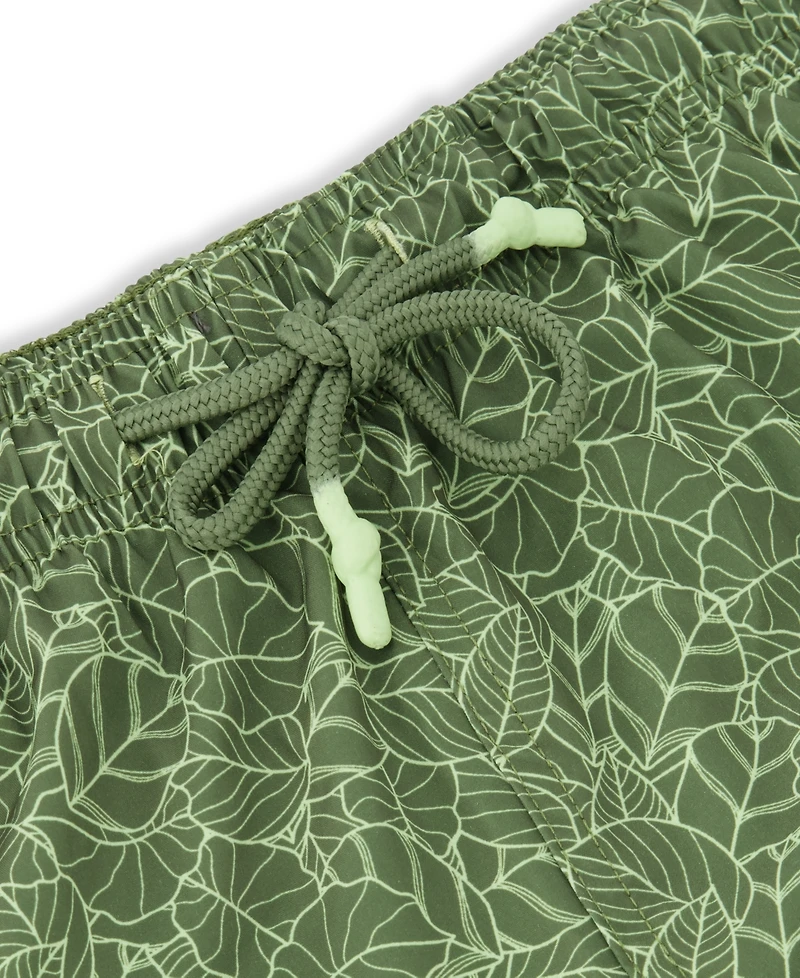Sunset x Vine Men's Leaf-Pattern Woven Swim Trunks