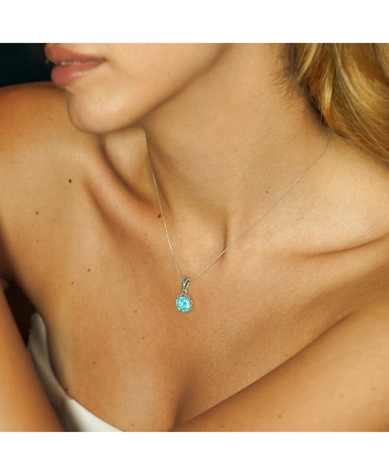 Spero London Round Opal High Quality Sterling Silver Pendant Necklace