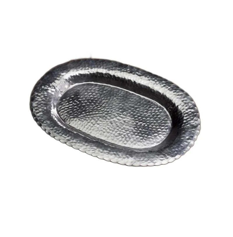 Oval Hammered Stainless Steel Serving Tray – Decorative & Durable Entertaining Platter