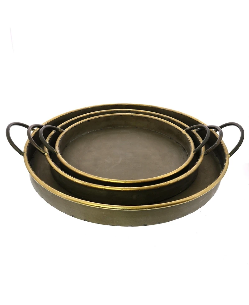 Versatile 3-Piece Round Tin Tray Set with Handles for All Settings