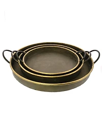 Versatile 3-Piece Round Tin Tray Set with Handles for All Settings