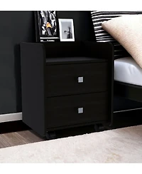 Faux Wood Two-Drawer Nightstand – Perfect for Modern Bedroom Storage