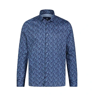 Luchiano Visconti Men's Multi Blue Skull Print shirt