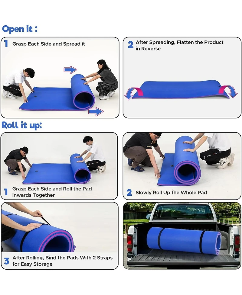 Hallolure Blue Water Floating Mat Foam Pad, 7x3FT Bouncy Tear-Resistant Xpe Foam