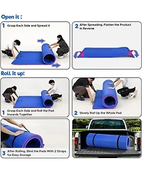 Hallolure Blue Water Floating Mat Foam Pad, 7x3FT Bouncy Tear-Resistant Xpe Foam