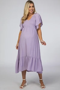 Pinkblush Maternity Lavender Smocked Ruffle Dress
