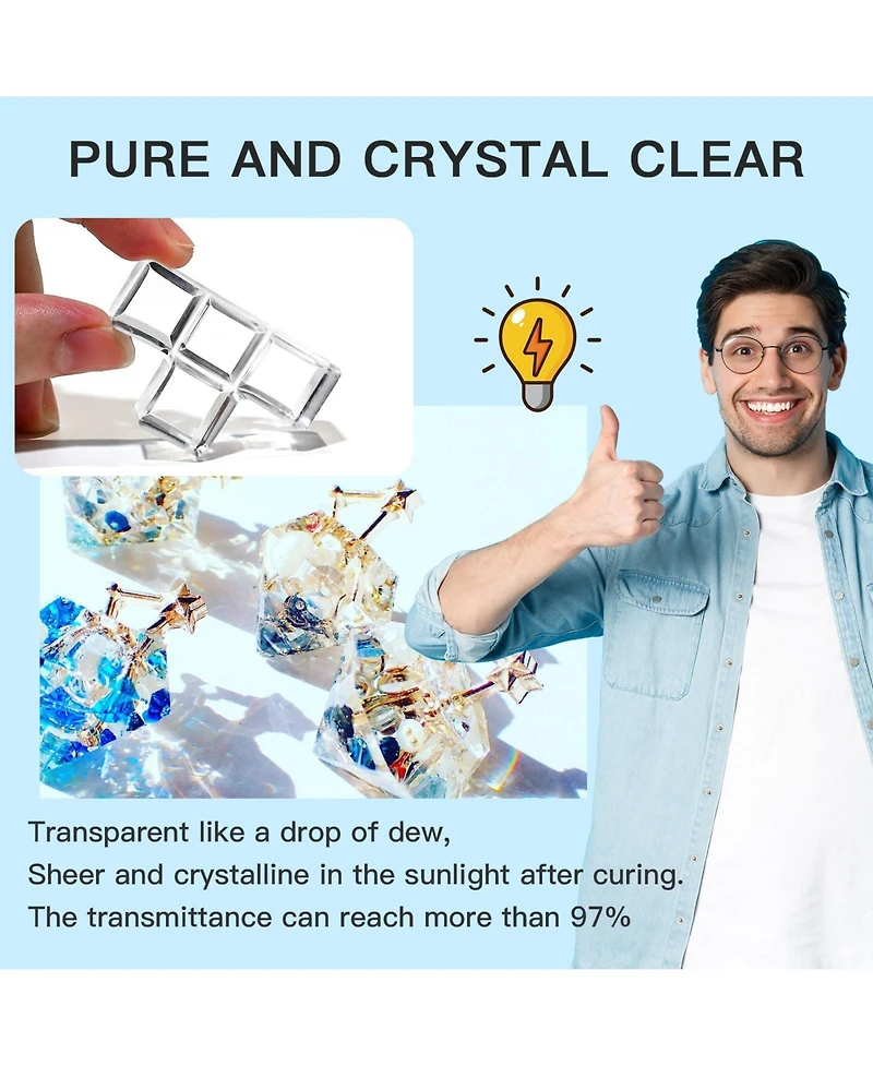 JDiction 400g Uv Resin, New Formula Crystal Clear Uv Resin Solar Cure Sunlight Activated Hard Uv Resin Kit for Jewelry Making, Casting and Coating Diy