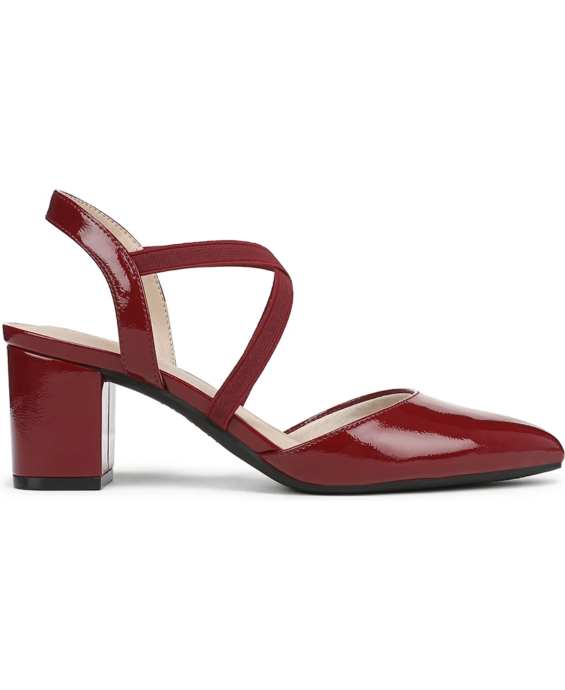 LifeStride Women's April Block Heel Ankle Strap Slingback Pumps