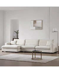 Streamdale Oversized Corduroy Sectional Sofa with Usb Charging & Cup Holders