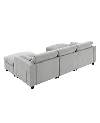Chenille Modular Sectional Sofa with Ottomans & Pillows