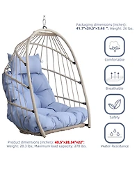 Streamdale Outdoor garden rattan egg swing chair hanging chair Pe hanging chair blue