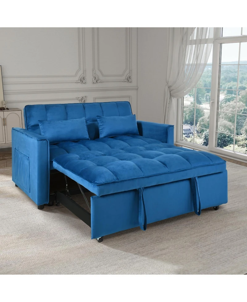 Streamdale Furniture 3-in-1 Convertible Sofa Bed with Reclining Back (Blue)