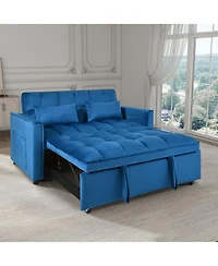 Streamdale Furniture 3-in-1 Convertible Sofa Bed with Reclining Back (Blue)