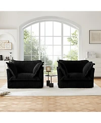 Streamdale Black Corduroy Armchair Set with Pillows