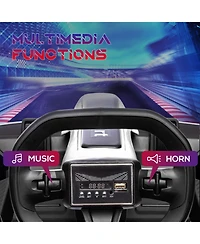 24V 7.5 Mph Electric Go Kart with Adjustable Seat, Drifting Car Battery Powered Ride on Toy Outdoor with Slow Start, Button Start, Music, Honking Horn