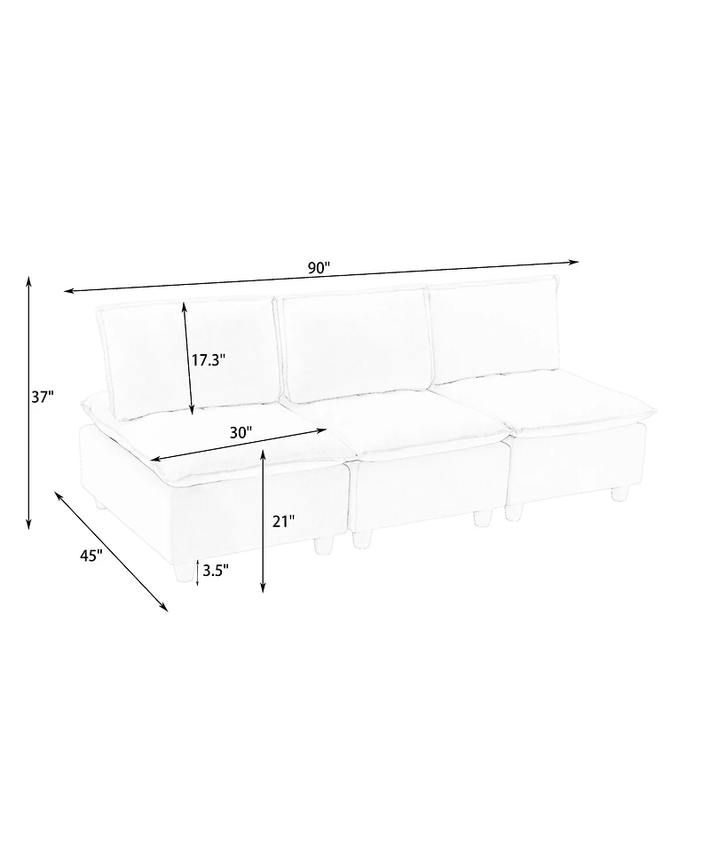 Streamdale Furniture Off-White Flannel 3-Seater Sofa: Modern Comfort in Living, Bedroom, Balcony