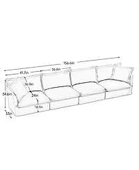 Streamdale Furniture Slipcovered 4-Seater Sofa with Removable Cover in Cream Chenille