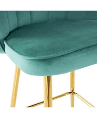 Streamdale Luxe Green Velvet Bar Chairs (Set of 5) with Gold Metal Legs