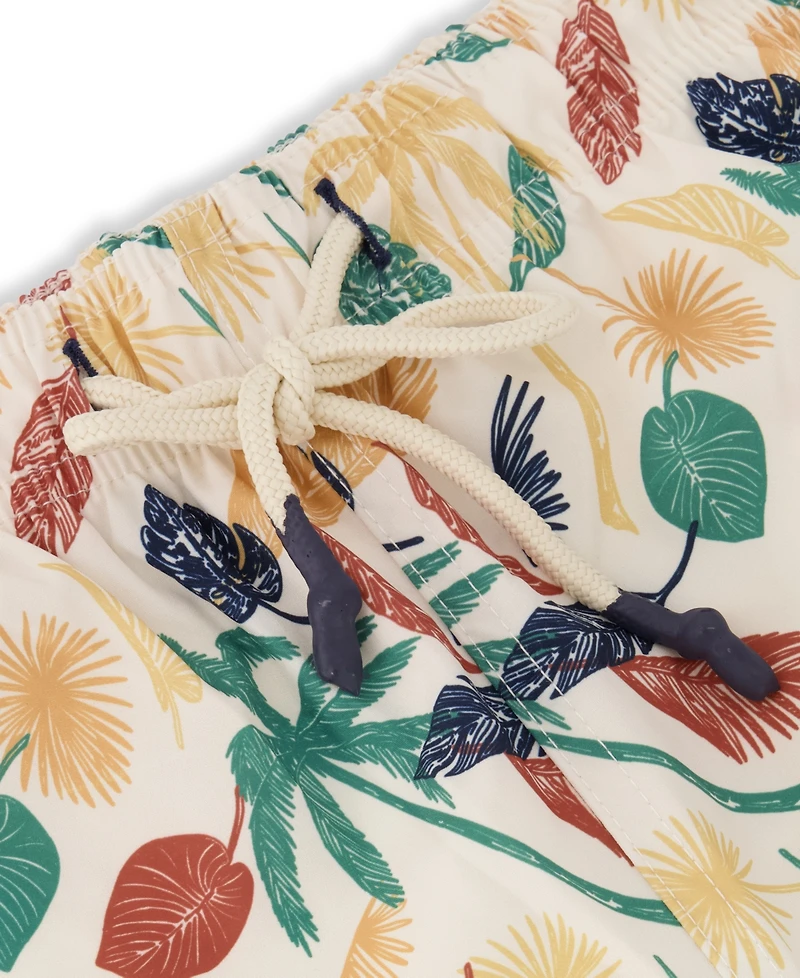 Sunset and Vines Men's Leaf-Pattern Woven Swim Trunks