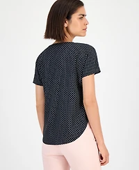 Anne Klein Women's Printed Boat Neck Short-Sleeve Top