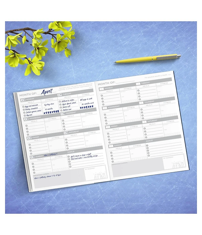 Golden Design Food & Fitness 7.5"x10.25" Weekly Healthy Living Planner
