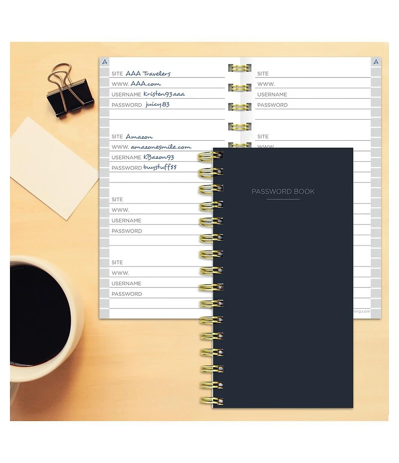 Black Spiral Password Book