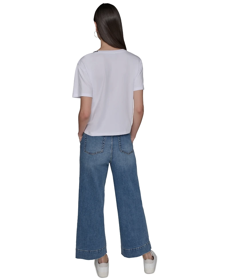 Karl Lagerfeld Paris Women's Buckle-Pocket Knit Top