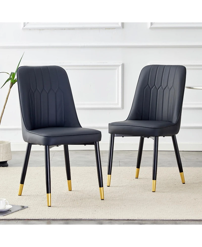 Streamdale 2 Black Pu Dining and Living Room Chairs (Set of 2)